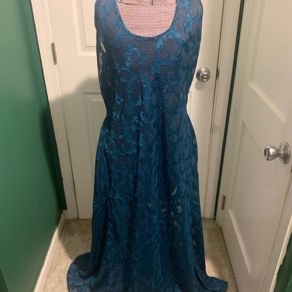 Teal Blue Lace Overlay Chemise